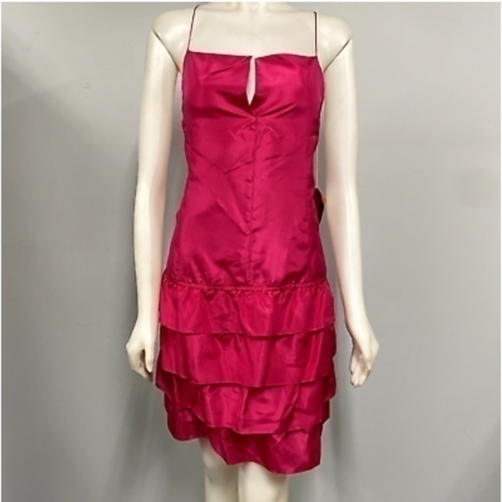 Ali Ro Silk Ruffle Gardenia Mini Dress Size 4 NWT
